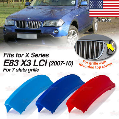 Performance 7 SLATS Kidney Grille 3 Color Cover Clips for BMW X3 E83 LCI 2007-10