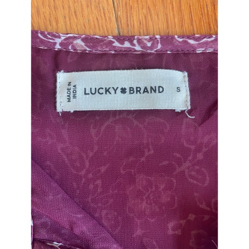 Lucky Brand Kleid Damen Small Burgund AOP Blumen Boho Cottagecore Quaste Indie - Bild 4 von 12