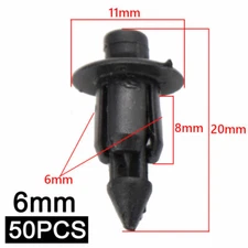 50Pcs 6mm Hole Car Plastic Rivets Fasteners Fender Bumper Clips Retainer Rivets