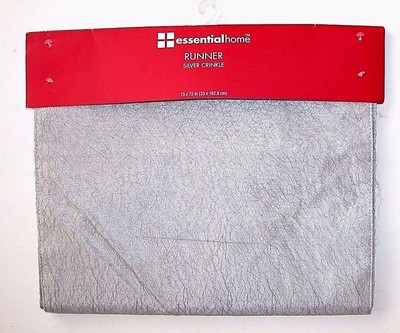 NEW NWT Table Runner Silver Crinkle Essential Home