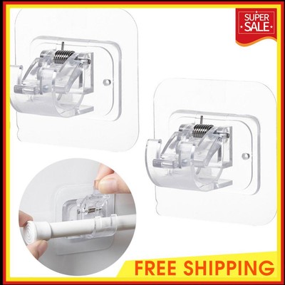 2PCS No Drill Curtain Rod Brackets Wall Mount Adjustable for Window Shower Wall