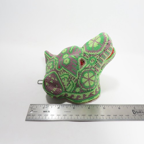 Huichol Beaded Wolf Dog Figure Perro Lobo Sculpture Handmade Mexican Folk Art - Picture 15 of 16