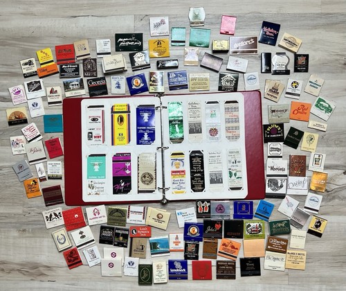 Vintage Lot of Matchbooks and Covers Over 225 White Ace Album Estate Collection
