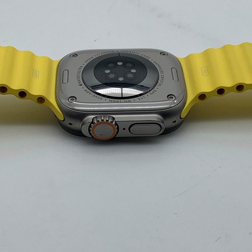 GPS Only Apple Watch Ultra 49MM Natural Titanium Yellow Ocean Band MNH93LL/A - Zdjęcie 8 z 10
