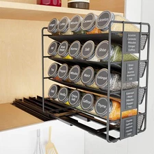 SpaceAid Pull Out Spice Rack Organizer with 20 Jars, Heavy Left Facing, Black 