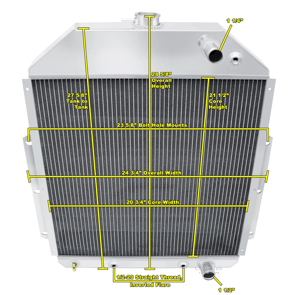 Radiador Champion de suministro de 3 filas para camioneta Ford 1942-1947 LS intercambiable Foto 3 de 4
