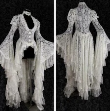 Women's Medieval Renaissance Gown Butterfly Lace Cosplay Tail Costume Dress 5XL