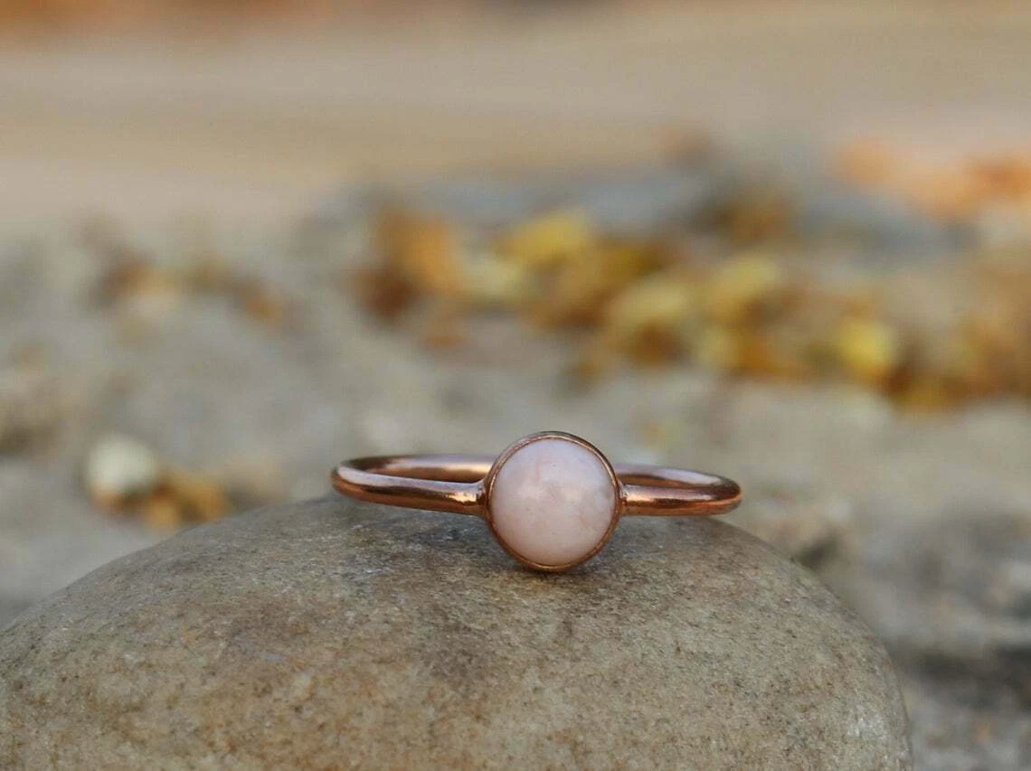 Nat rlich Rosa Opal Ring 925 Sterlingsilber Ring Rotgold Ring Geburtsstein Ring