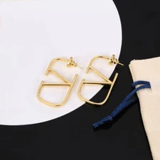 V Logo by Valentino Earrings in Gold Metal Hoops