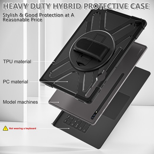 TPU+PC Shockproof Hand Strap Kickstand Case Cover for Samsung Tab S8 Ultra 14.6" - 第 2/11 張圖片