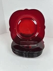 Paden City #890 Crows Foot Ruby Red 8.5" Luncheon Plates Depression Glass