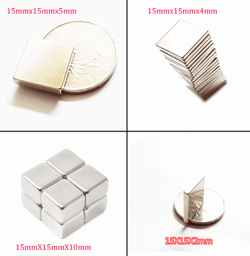 Lots 15x15mmx 2mm/3mm/4mm/5mm/10mm Strong Rare Earth Neodymium Block Magnets N50 - Picture 1 of 3