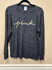Victoria Secret Pink Gold Logo Soft Sleep Wear Shirt Loungewear Women s Sz XS