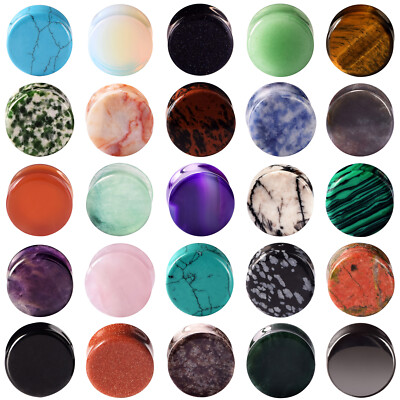 40Pcs Ear Gauge Mixed Stone Plug Double-Flared Saddle Ear Expander Body Piercing
