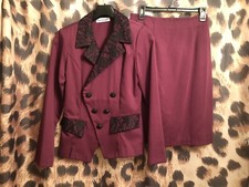 vintage '90s DAVID BENJAMIN purple Suit JACKET skirt set- size M - black lace