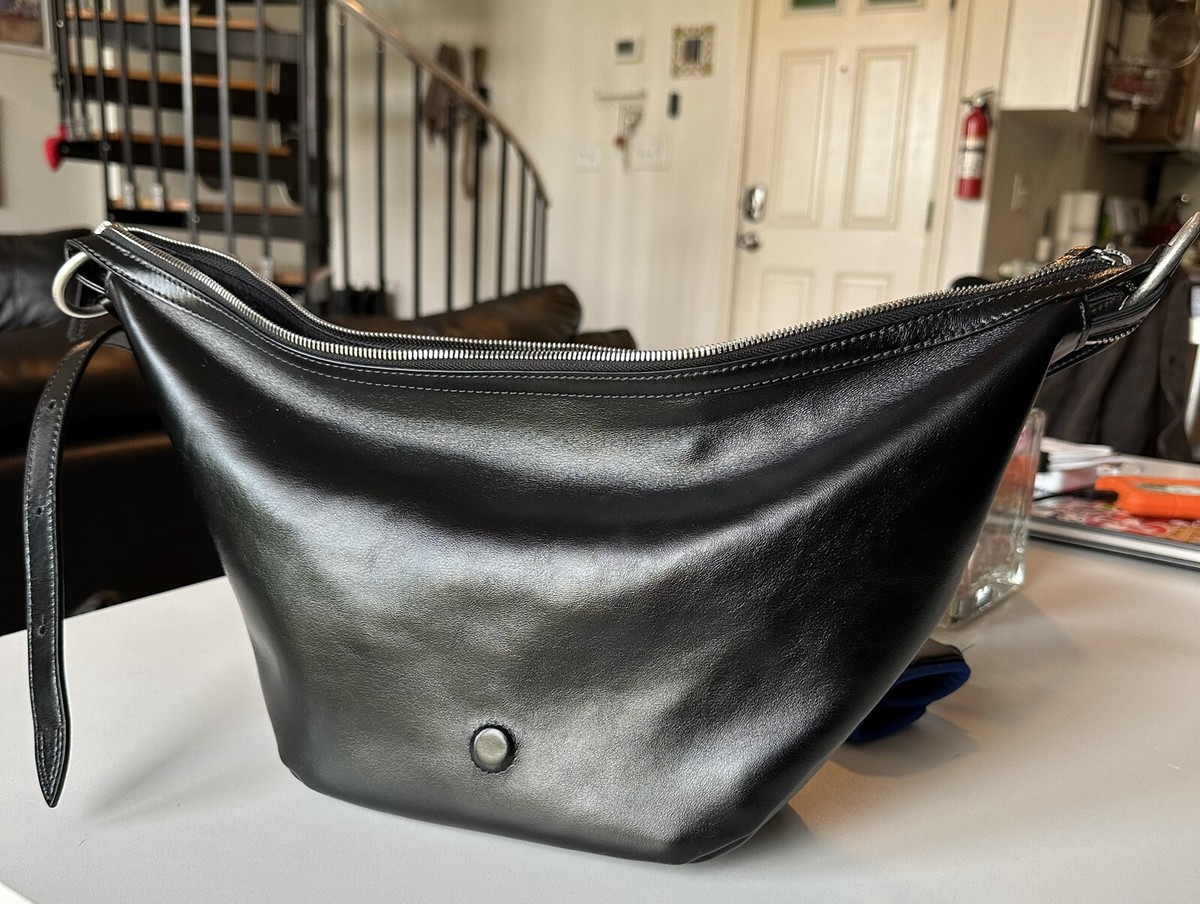 ☆MARGE SHERWOOD☆ HOBO MINI STRAP black crinkle Marge Sherwood Mini hobo out pocket bag glossy black leather