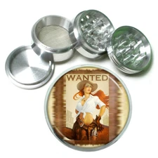 Hot Cowgirls D14 Theme Aluminum Herb Grinder 63mm 4 Piece Hand Mueller 