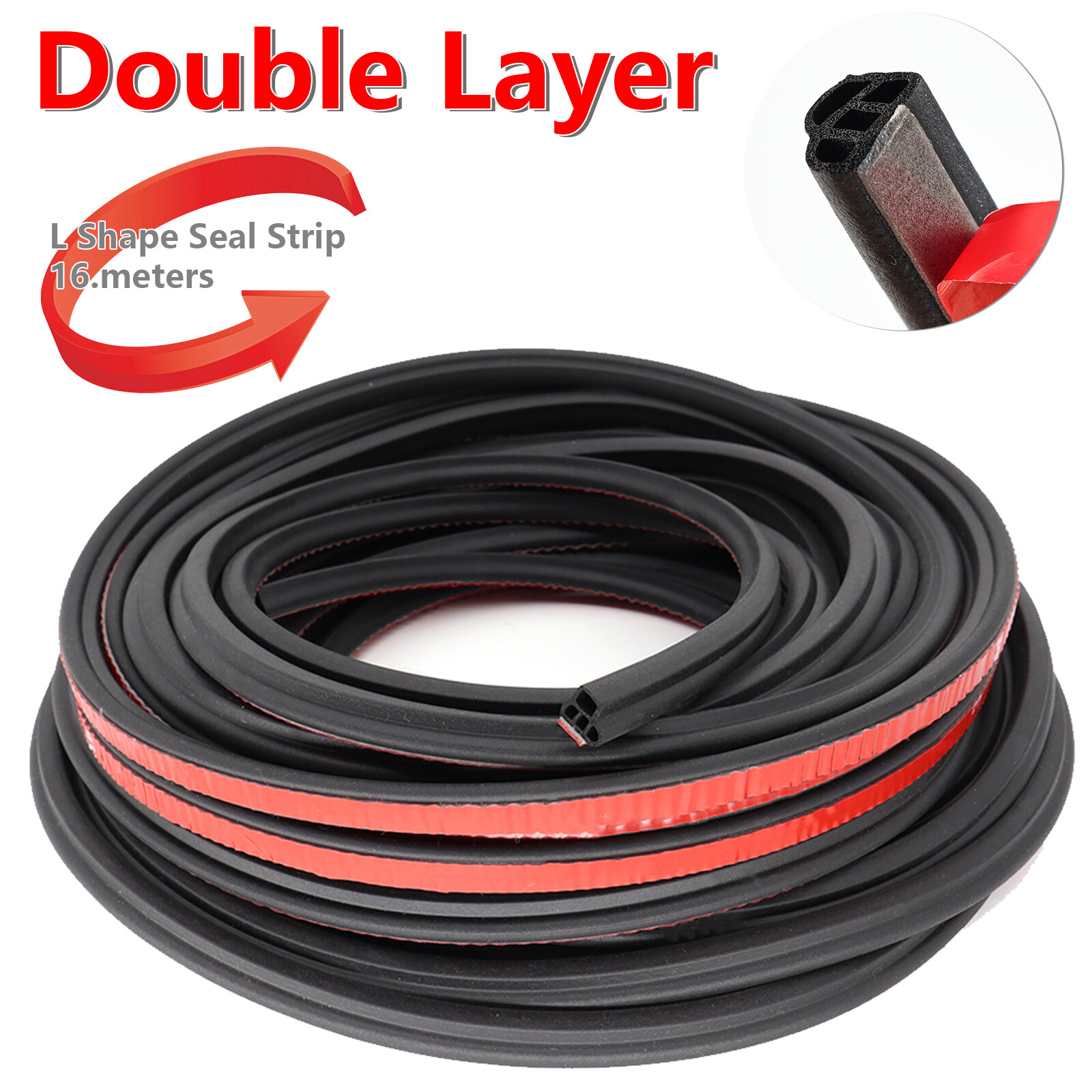 16M L-Shape Car Door Trunk Seal Strip Rubber Weatherproof Edge Trim Accessory