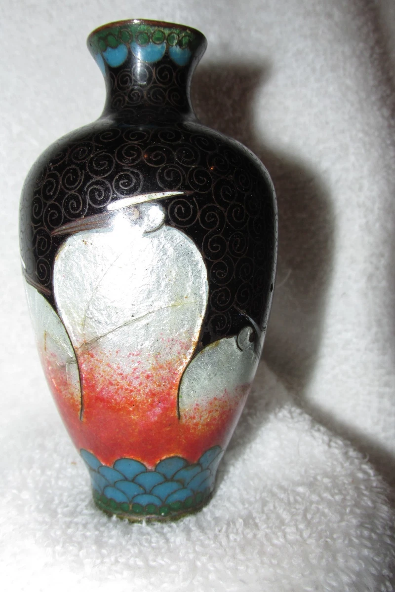 银色景泰蓝日本古董花瓶| eBay