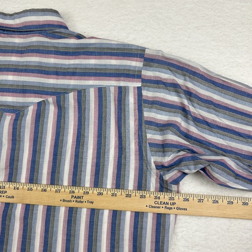 Vintage Wrangler Shirt Mens 17.5-37 Striped Western Pearl Snap Cowboy Cut - Picture 9 of 12