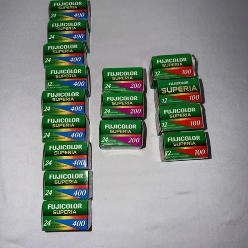 Lot Of 16 Expired 2000/01 Fujifilm Fujicolor Superia 100, 200, 400 35mm Film - product listing photo