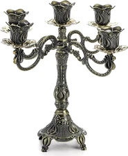 5-Candle Metal Candelabra, 10 Inch Tall 5 Arms Candle Holder Stick for Taper Can