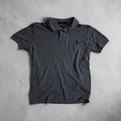 Polo Ralph Lauren Custom Fit Polo Grau M Kurzarm besticktes Logo Knopf