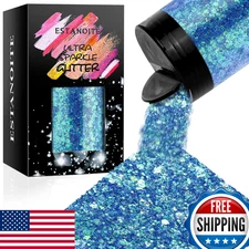 Iridescent Chunky Glitter 5.64oz/160g Fantasy Blue Ultra Fine Mixed PET Craft