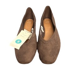A New Day Women's Brown Solid Textile Ballet Flats Slip On Round Toe Size 8
