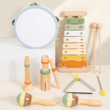 Toddler Musical Instruments Set Percussion Instrument Musical Natural Wooden Toy