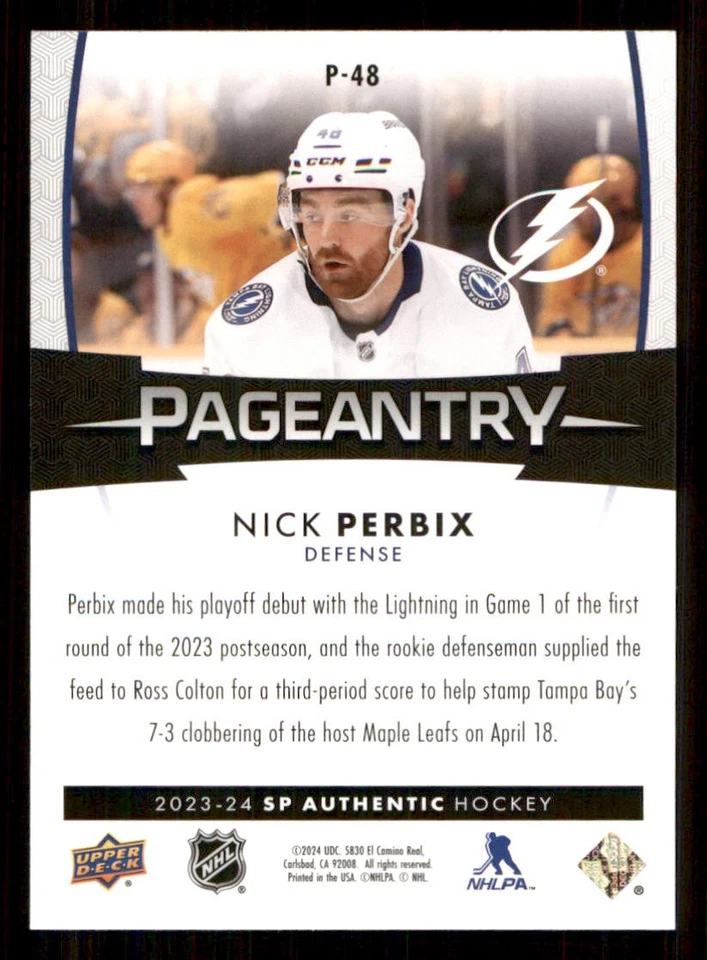 2023-24 SP Authentic Pageantry #P48 Nick Perbix - Image 2 of 2