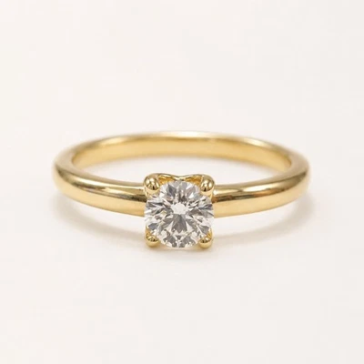 14K Gelbgold Solitär Verlobungsring GIA 0,30ct runder Brillant Diamant - Bild 1 von 4