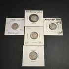 Mercury Dimes Lot XF Circulated 1936 1941 1944 1945 90% Silver 5 Coins