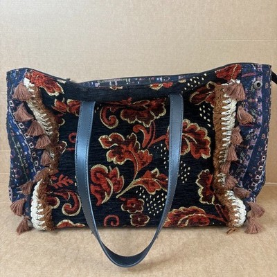 CARPISA Italy Purse Handbag Tapestry Woven Tassel Shoulder Bag