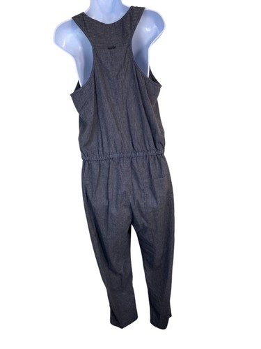 Prana Nani Jumper Jumpsuit Women size Medium Hemp Blend Striped Sleeveless - Picture 19 of 20