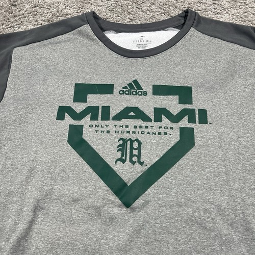 Adidas Miami Hurricanes Herren XL grau grün Fleece gefüttert Pullover Shirt - Bild 2 von 9