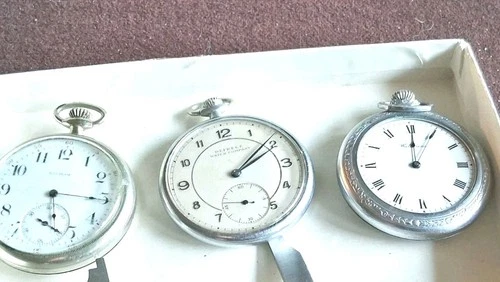 2 Antique Waltham- 1 Defrece Pocket Watches For Parts- Repair