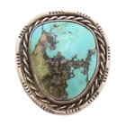 925 Sterling Silver Vintage Ring NAVAJO Turquoise Rope Edge Band  Sz 7  RG34720