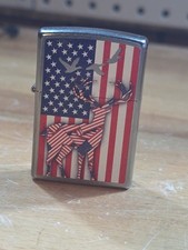 American Flag Buck Deer Chrome Zippo Lighter Made in the USA