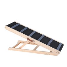 Wooden Dog Ramp Adjustable Folding Portable Pet Ramp for Bed Couch Car Gray