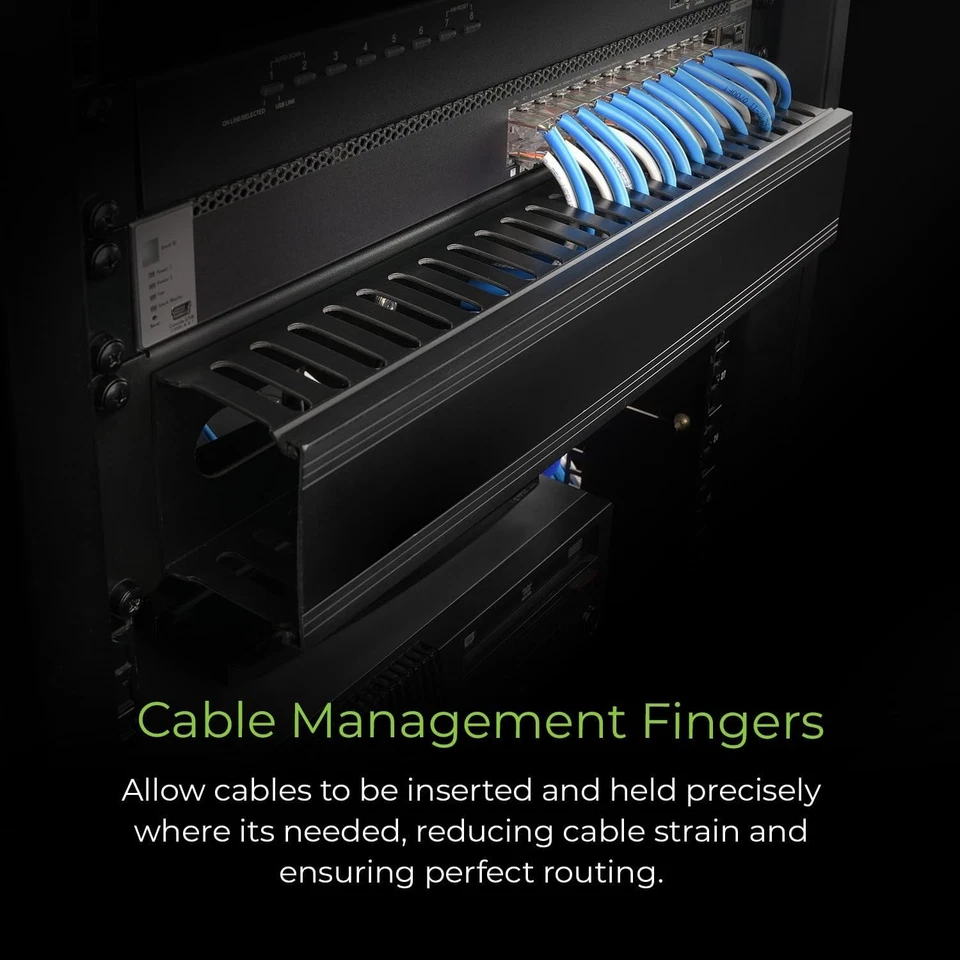 IOGEAR 2U 19" Horizontal Cable Management Duct with Cover and Mounting Screws, - Image 3 of 4