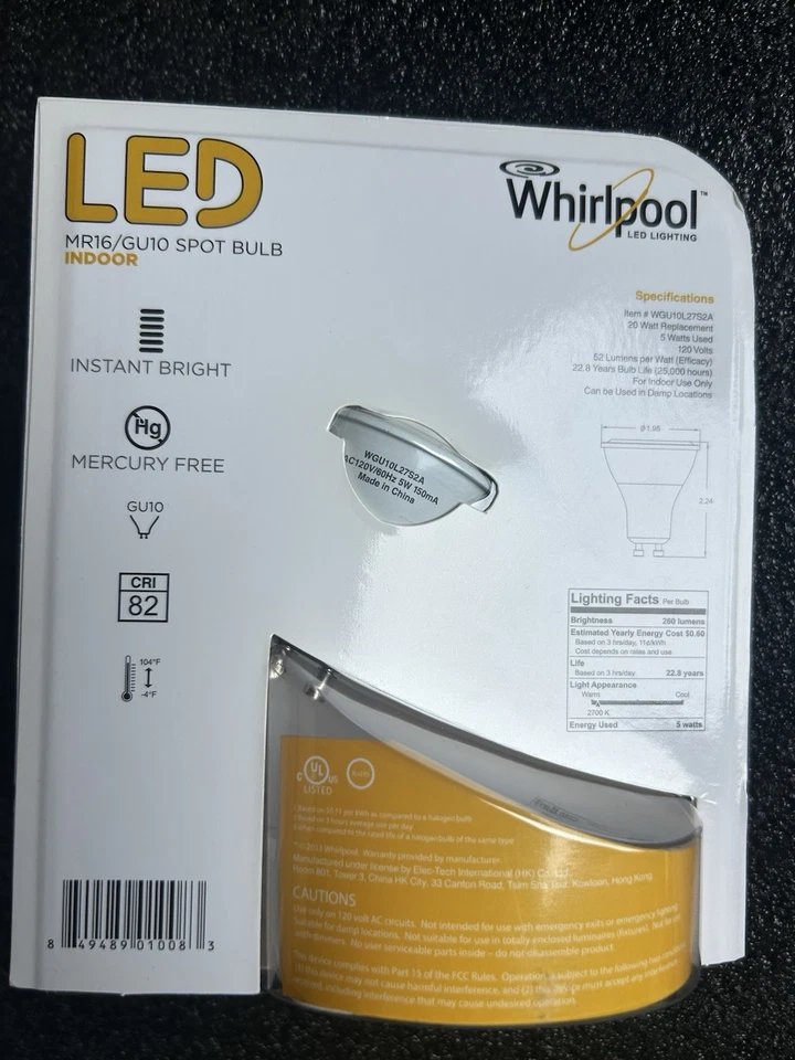Whirlpool MR16 LED Light Bulbs 5W GU10 Base Warm White 5 Pack 20W Replacement - Image 3 of 4