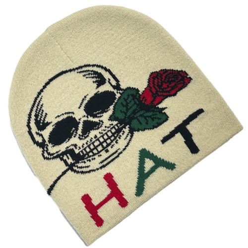 Adult Halloween Jacquard Skull&Rose Beanie Winter Warmer Cycling Windproof Hat - Picture 14 of 14