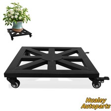 Portable 16" Square Black Metal Plant Caddy With Rolling Wheels 1 Pack