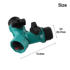 2 Way Garden Hose Plastic Tap Splitter Connector With Isolation Shut Off Valves