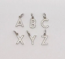 925 Sterling Silver 26 Alphabet Initial Pendant 1/2 inch Tall Gift Girl Women