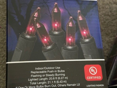 NEW HALLOWEEN 100 Purple LIGHT Set INDOOR/ OUTDOOR 21.1 ft TX