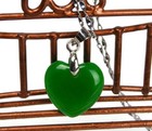 Pendant + Chain Necklace Charm Gift Natural Green Jade Heart Style Dangle Lucky