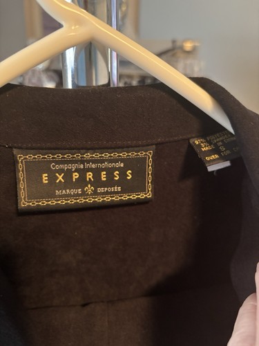 Express Black Faux Suede, Button Down Long Sleeve Shirt With Matching Pants, S - Picture 5 of 7