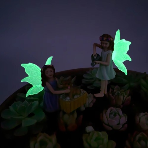 2Pcs/set Fluorescent Flower Fairy Statue Garden Wash Dog Sculptures Flower Pots - Picture 6 of 9